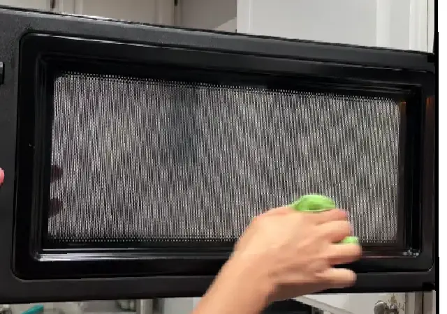 How to clean a microwave oven glass door.
