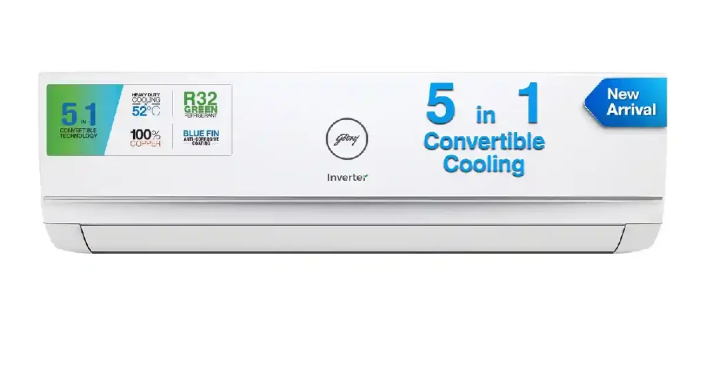 Godrej 1.5 Ton 3 Star, 5-in-1 Convertible Cooling, Inverter Split AC.